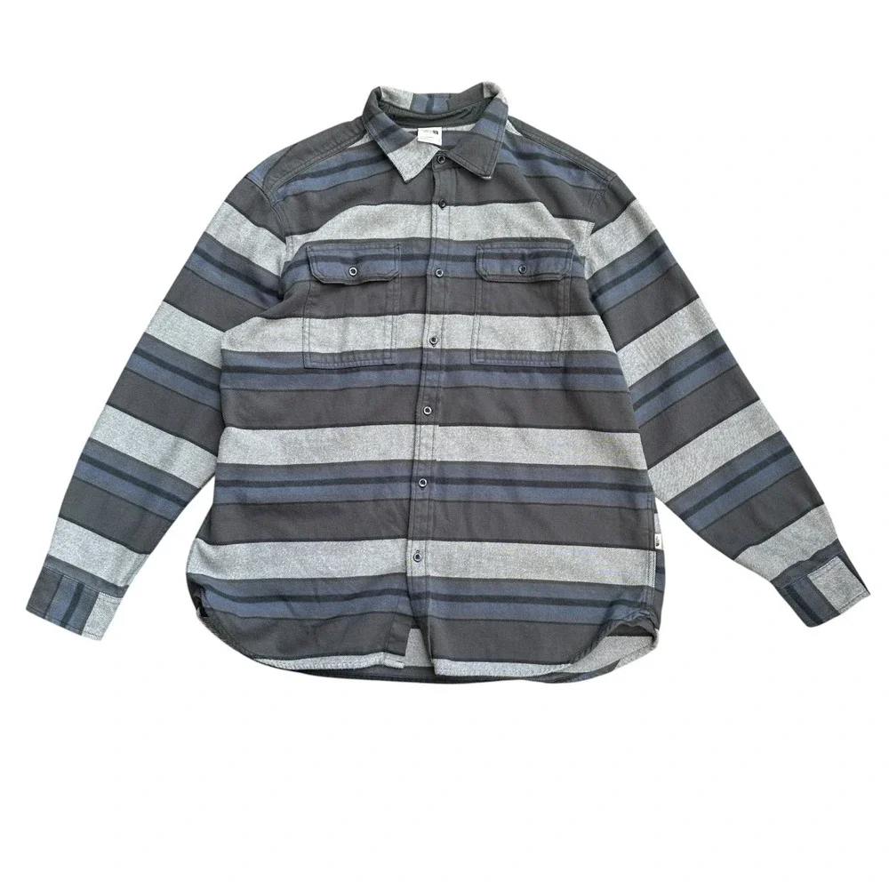 The North Face Mens XL Arroyo Heavyweight Flannel Shirt Striped Grey Blue - Picture 5 of 10